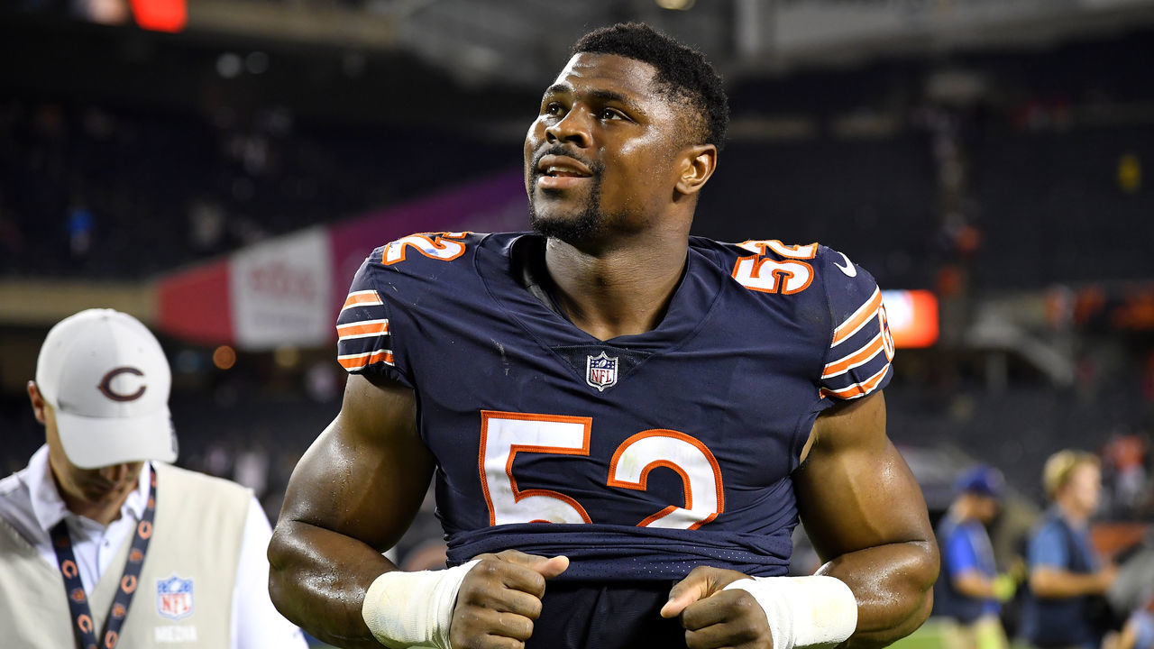 CHICAGO, IL - SEPTEMBER 17: Khalil Mack #52 of the Chicago Bears walks off the field after defeating the Seattle Seahawks 24-17 at Soldier Field on September 17, 2018 in Chicago, Illinois.