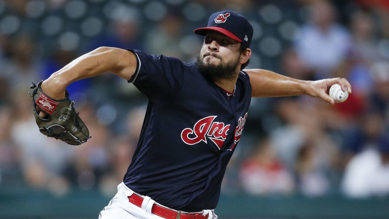 CLEVELAND, OH - SEPTEMBER 04: Brad Hand #33 of the Cleveland Indians pitches against the Kansas City Royals during the eighth inning at Progressive Field on September 4, 2018 in Cleveland, Ohio. The Indians defeated the Royals 9-3.