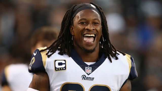 OAKLAND, CA - SEPTEMBER 10: Todd Gurley #30 of the Los Angeles Rams stands on the field before their game against the Oakland Raiders at Oakland-Alameda County Coliseum on September 10, 2018 in Oakland, California.