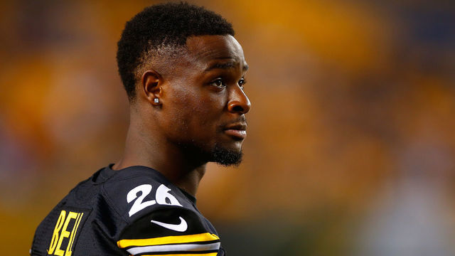 PITTSBURGH, PA - SEPTEMBER 03: Le'Veon Bell #26 of the Pittsburgh Steelers watches the game from the sideline in the first quarter against the Carolina Panthers during the preseason game at Heinz Field on September 3, 2015 in Pittsburgh, Pennsylvania.