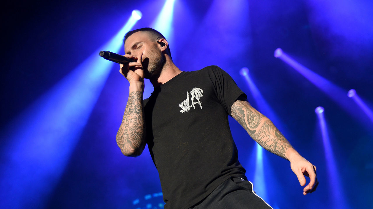 SAN ANTONIO, TX - APRIL 01: Adam Levine of Maroon 5 performs during the Capital One JamFest onstage at the NCAA March Madness Music Festival at Hemisfair on April 1, 2018 in San Antonio, Texas.