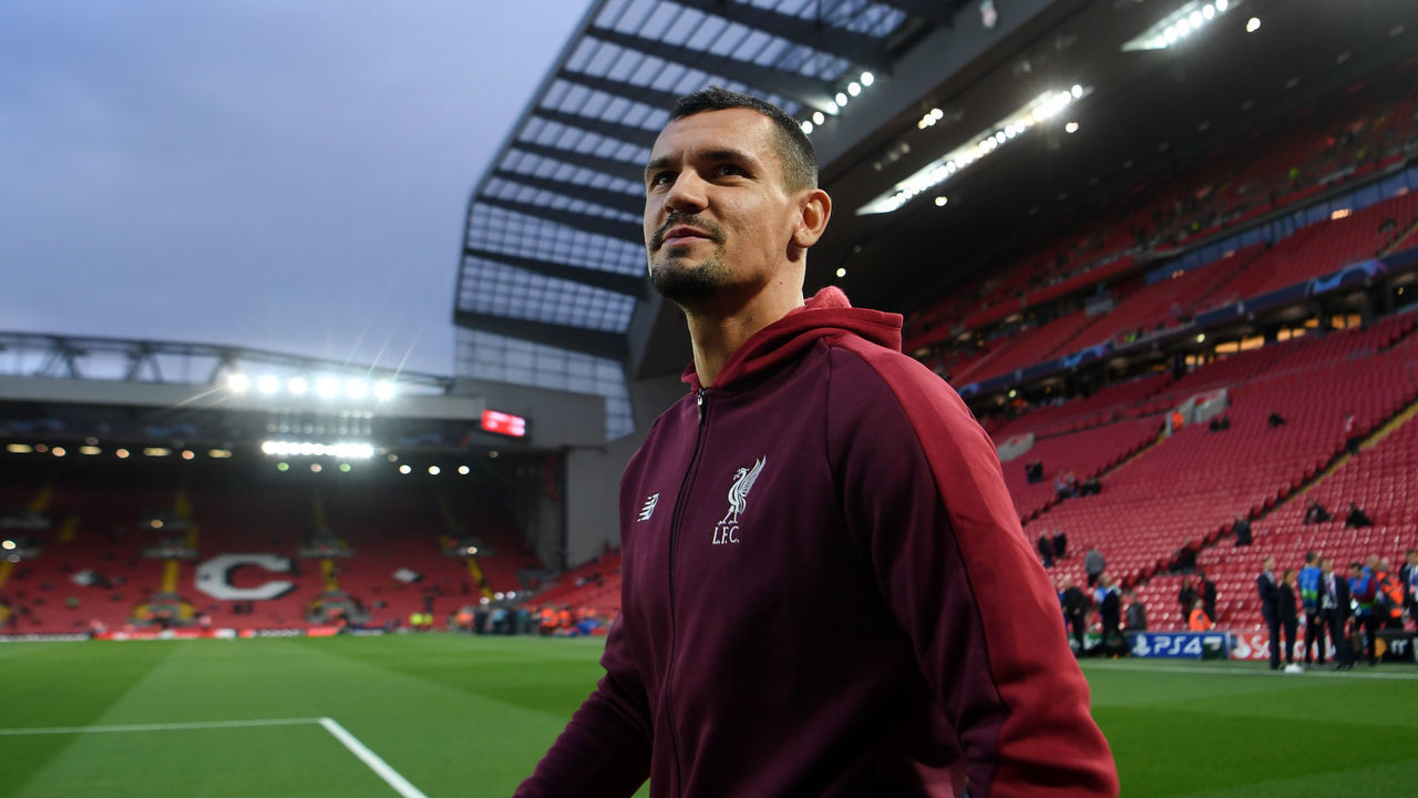 LIVERPOOL, ENGLAND - SEPTEMBER 18: Dejan Lovren of Liverpool looks on prior to the Group C match of the UEFA Champions League between Liverpool and Paris Saint-Germain at Anfield on September 18, 2018 in Liverpool, United Kingdom.