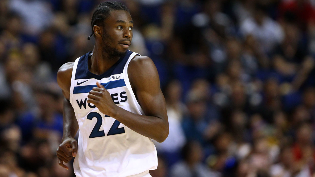 SHANGHAI, CHINA - OCTOBER 08: Andrew Wiggins #22 of the Minnesota Timberwolves in action during the game between the Minnesota Timberwolves and the Golden State Warriors as part of 2017 NBA Global Games China at Mercedes-Benz Arena on October 8, 2017 in Shanghai, China.