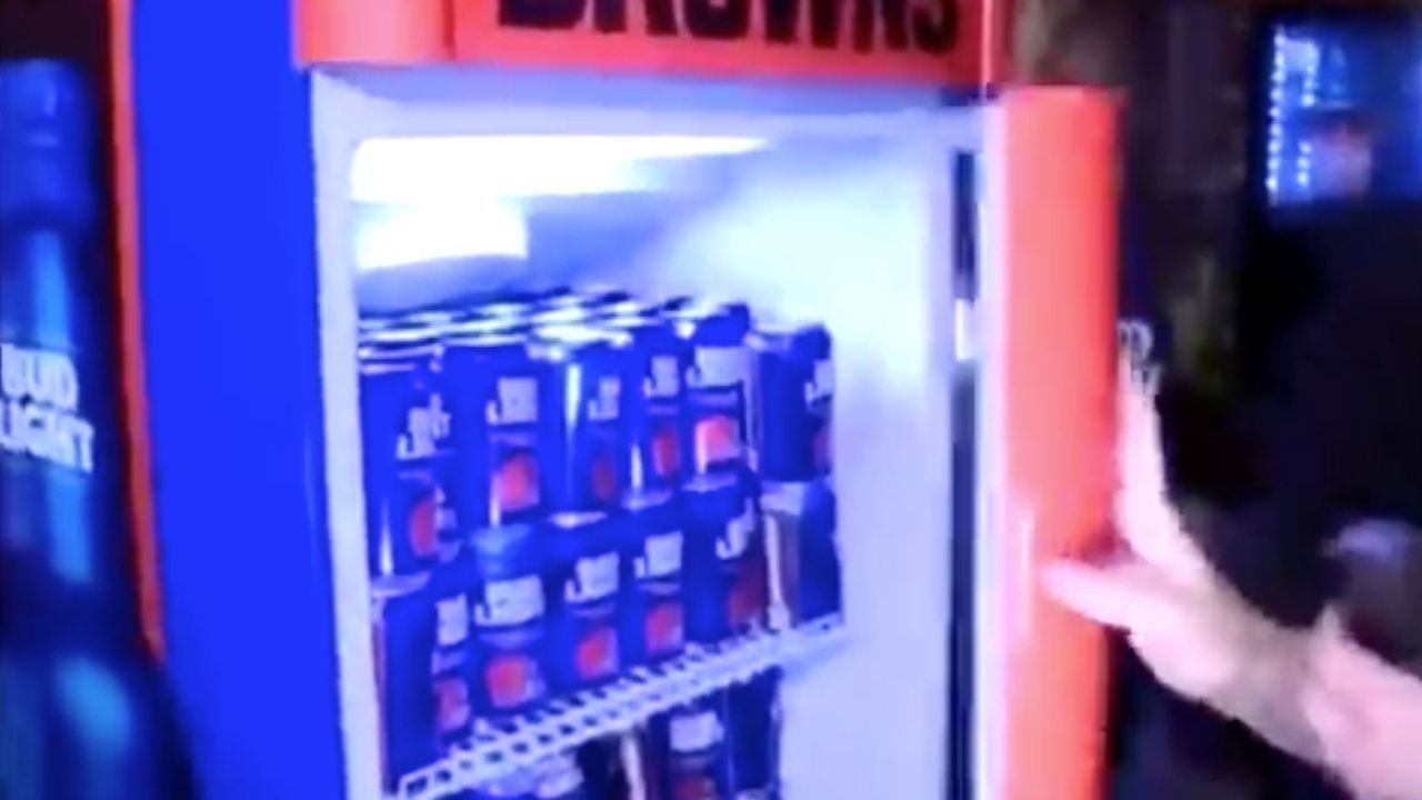 Browns fans open Bud Light fridges to celebrate a win with free beer 