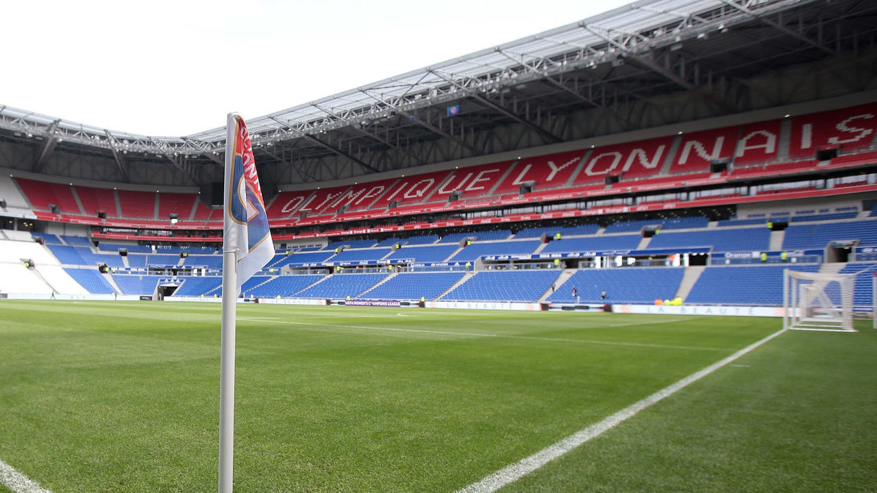 LYON, FRANCE - APRIL 29: A general view inside the stadium prior to the UEFA Women's Champions League, Semi Final Second Leg match between Olympique Lyonnais and Manchester City at Groupama Stadium on April 29, 2018 in Lyon, France.