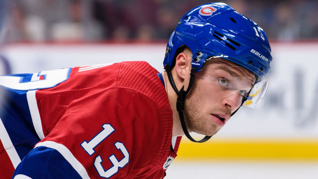 MONTREAL, QC - SEPTEMBER 19: Montreal Canadiens left wing Max Domi (13) waits for play to begin during the second period of the NHL preseason game between the New Florida Panthers and the Montreal Canadiens on September 19, 2018, at the Bell Centre in Montreal, QC