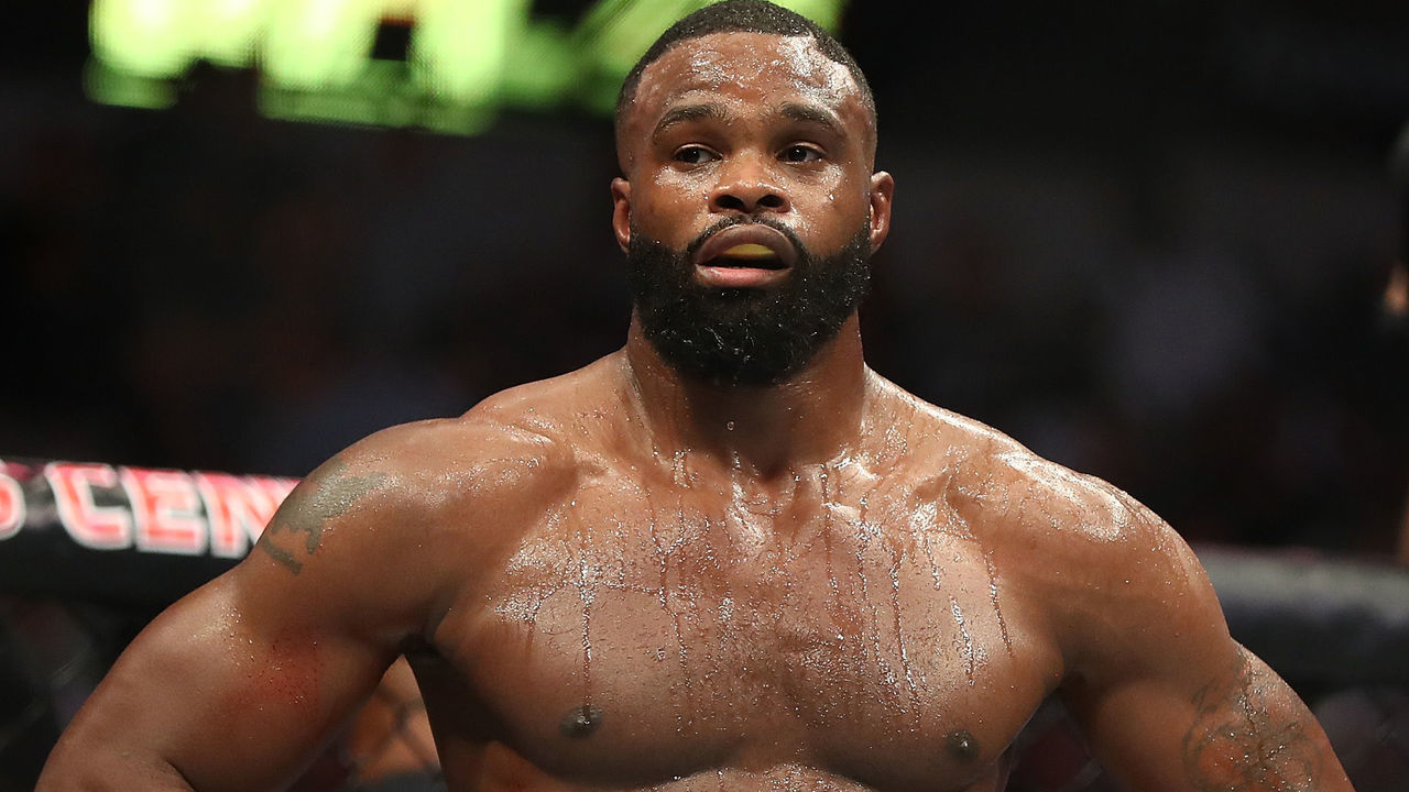 DALLAS, TX - SEPTEMBER 08: Tyron Woodley after defeating Darren Till in their UFC Welterweight Title bout during UFC 228 at American Airlines Center on September 8, 2018 in Dallas, United States.