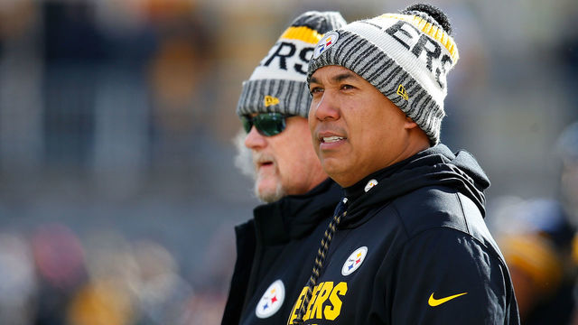 PITTSBURGH, PA - JANUARY 14: NFL Hall of Famer Hines Ward watches warmups before the AFC Divisional Playoff game between the Pittsburgh Steelers and the Jacksonville Jaguars at Heinz Field on January 14, 2018 in Pittsburgh, Pennsylvania.