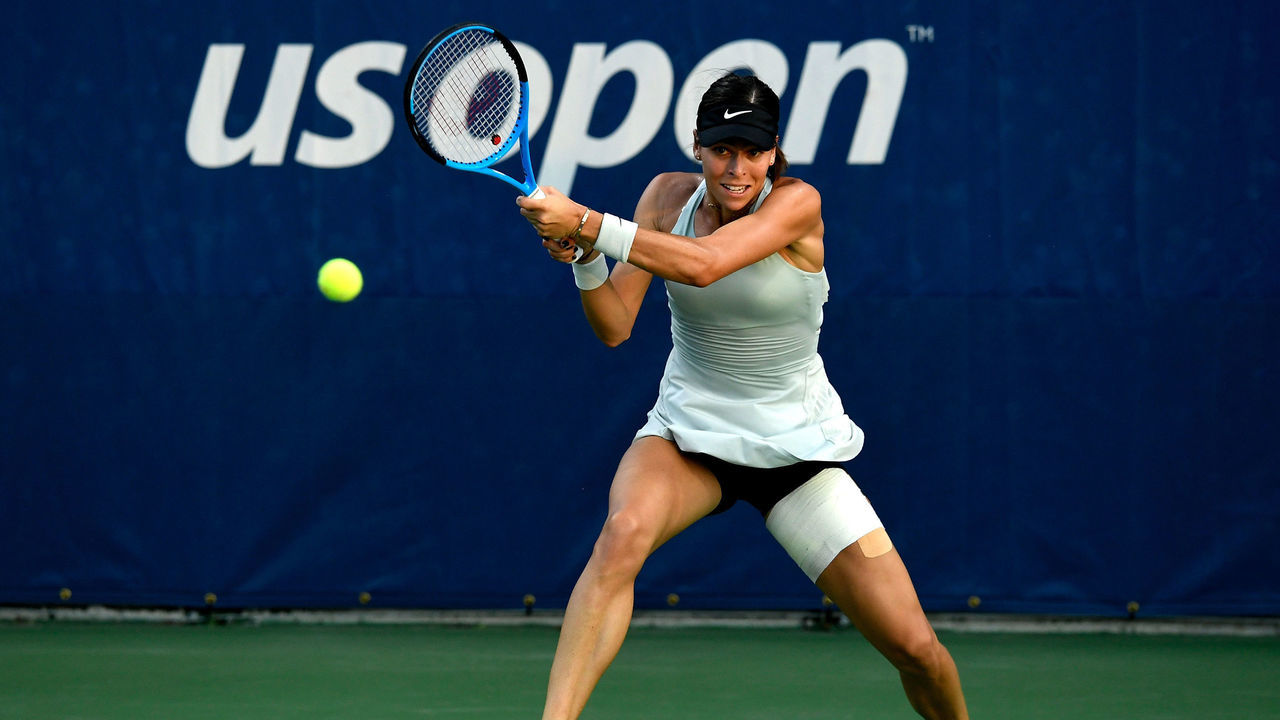NEW YORK, NY - AUGUST 30: Ajla Tomljanovic of Australia during her women's singles second round match against Katerina Siniakova of Czech Republic on Day Four of the 2018 US Open at the USTA Billie Jean King National Tennis Center on August 30, 2018 in the Flushing neighborhood of the Queens borough of New York City.