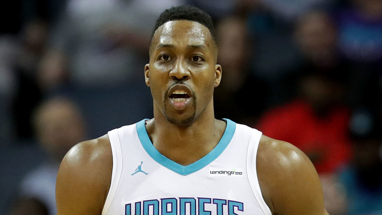 CHARLOTTE, NC - FEBRUARY 27: Dwight Howard #12 of the Charlotte Hornets watches on against the Chicago Bulls during their game at Spectrum Center on February 27, 2018 in Charlotte, North Carolina.