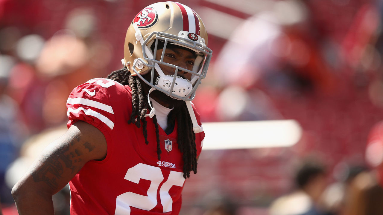 SANTA CLARA, CA - SEPTEMBER 16: Richard Sherman #25 of the San Francisco 49ers stands on the field during warm-ups before their game against the Detroit Lions at Levi's Stadium on September 16, 2018 in Santa Clara, California.