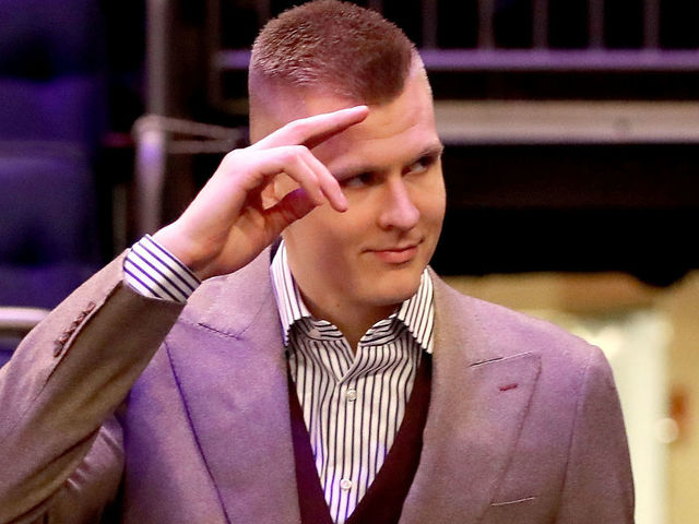 NEW YORK, NY - MARCH 13: Kristaps Porzingis #6 of the New York Knicks is welcomed back after tearing his ACL previously in the season prior to taking on the Dallas Mavericks during their game at Madison Square Garden on March 13, 2018 in New York City.