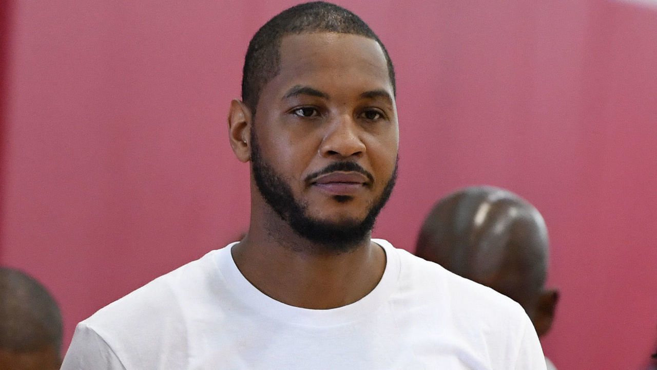 LAS VEGAS, NV - JULY 27: Carmelo Anthony attends a practice session at the 2018 USA Basketball Men's National Team minicamp at the Mendenhall Center at UNLV on July 27, 2018 in Las Vegas, Nevada.