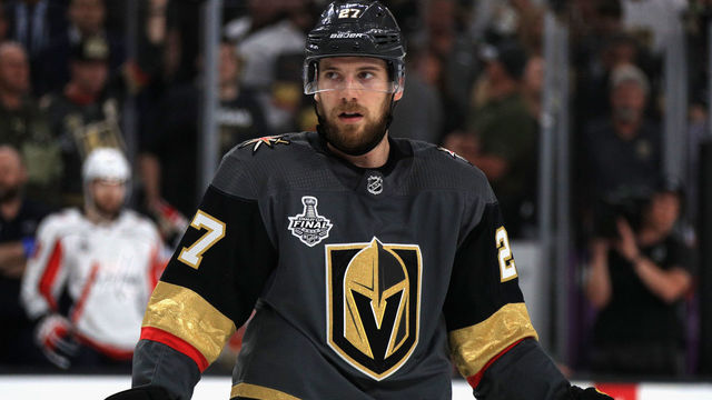 LAS VEGAS, NV - MAY 30: Shea Theodore #27 of the Vegas Golden Knights plays against the Washington Capitals during Game Two of the 2018 NHL Stanley Cup Final at T-Mobile Arena on May 30, 2018 in Las Vegas, Nevada.