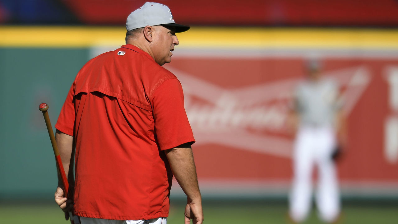 ANAHEIM, CA - SEPTEMBER 14: Manager Mike Scioscia of the Los Angeles Angels of Anaheim walks out to batting practice before playing the Seattle Mariners at Angel Stadium on September 14, 2018 in Anaheim, California.