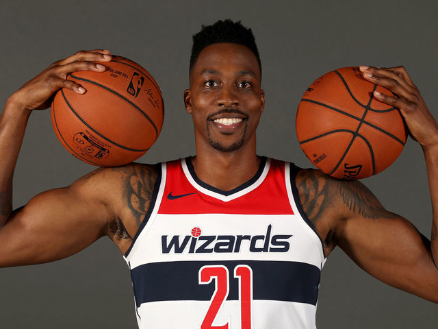 WASHINGTON, DC - SEPTEMBER 24: Dwight Howard #21 of the Washington Wizards poses during media day at Entertainment and Sports Arena on September 24, 2018 in Washington, DC. NOTE TO USER: User expressly acknowledges and agrees that, by downloading and/or using this photograph, user is consenting to the terms and conditions of the Getty Images License Agreement.