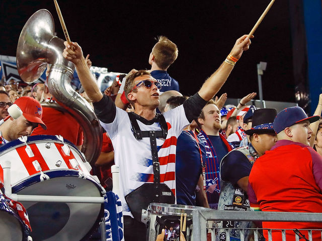 NASHVILLE, TN - SEPTEMBER 11: Fans of the USA cheer during a friendly match against Mexico at Nissan Stadium on September 11, 2018 in Nashville, Tennessee.