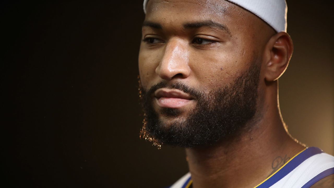 OAKLAND, CA - SEPTEMBER 24: DeMarcus Cousins #0 of the Golden State Warriors poses for a picture during the Golden State Warriors media day on September 24, 2018 in Oakland, California.