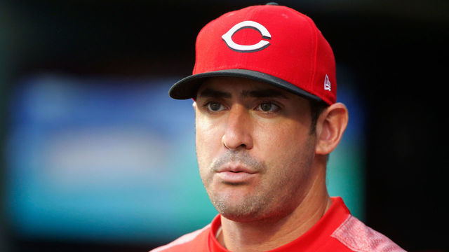 NEW YORK, NY - AUGUST 06: Matt Harvey #32 of the Cincinnati Reds looks on from the dugout during the first inning against the New York Mets at Citi Field on August 6, 2018 in the Flushing neighborhood of the Queens borough of New York City.