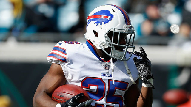 JACKSONVILLE, FL - JANUARY 07: Running back LeSean McCoy #25 of the Buffalo Bills warms up before the start of the AFC Wild Card Playoff game against the Jacksonville Jaguars at EverBank Field on January 7, 2018 in Jacksonville, Florida.