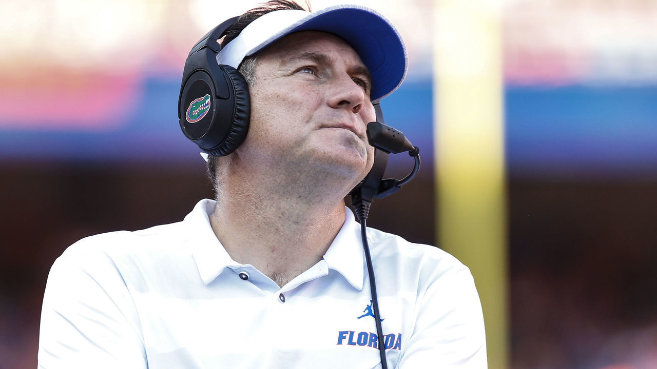 GAINESVILLE, FL - SEPTEMBER 15: Florida Gators head coach Dan Mullen during the game between the Colorado State Rams and the Florida Gators on September 15, 2018 at Ben Hill Griffin Stadium at Florida Field in Gainesville, Fl.