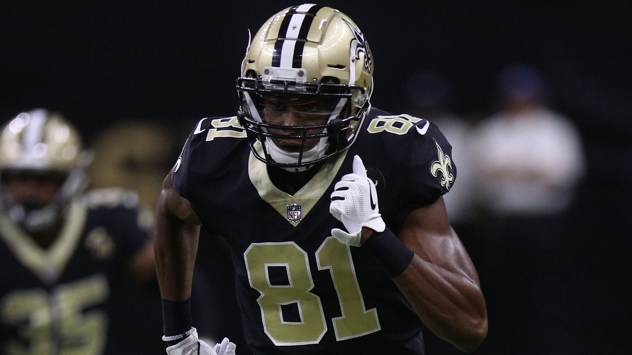 NEW ORLEANS, LA - AUGUST 30: Cameron Meredith #81 of the New Orleans Saints at Mercedes-Benz Superdome on August 30, 2018 in New Orleans, Louisiana.