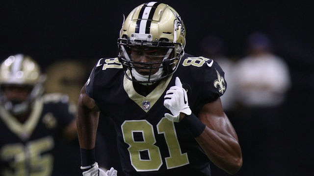 NEW ORLEANS, LA - AUGUST 30: Cameron Meredith #81 of the New Orleans Saints at Mercedes-Benz Superdome on August 30, 2018 in New Orleans, Louisiana.