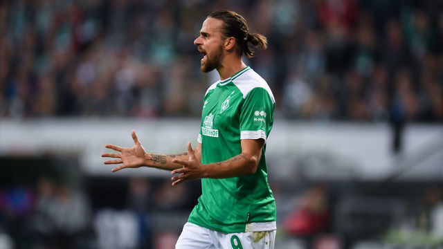 Bremen's Austrian forward Martin Harnik reacts during the German first division Bundesliga football match Werder Bremen vs Hertha BSC Berlin in Bremen, nothern Germany, on September 25, 2018.
