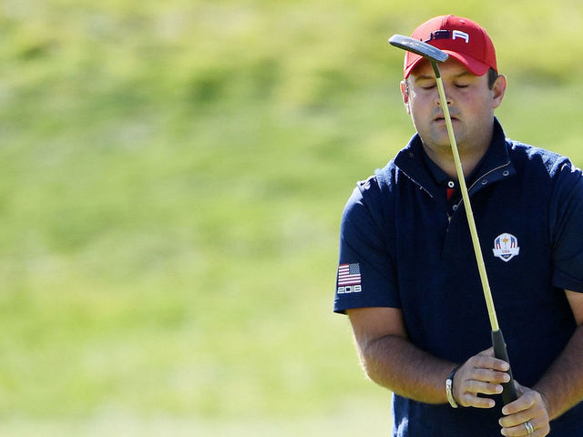 PARIS, FRANCE - SEPTEMBER 30: Patrick Reed of the United States reacts to a putt on the second during singles matches of the 2018 Ryder Cup at Le Golf National on September 30, 2018 in Paris, France.