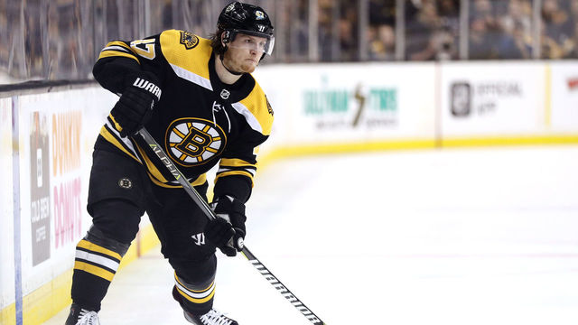 BOSTON, MA - MAY 2: Torey Krug #47 of the Boston Bruins skates against the Tampa Bay Lightning during the third period of Game Three of the Eastern Conference Second Round during the 2018 NHL Stanley Cup Playoffs at TD Garden on May 2, 2018 in Boston, Massachusetts. The Lightning defeat the Bruins 4-1.