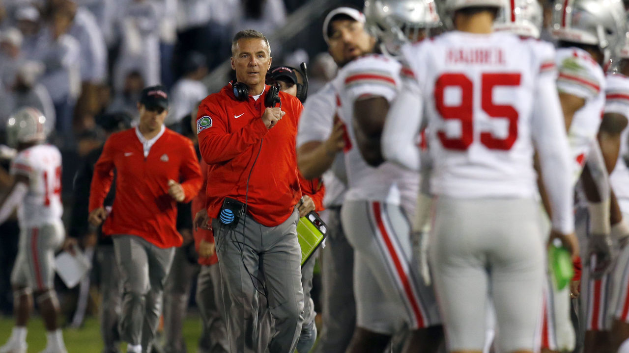 STATE COLLEGE, PA - SEPTEMBER 29: Head coach Urban Meyer of the Ohio State Buckeyes looks on against the Penn State Nittany Lions on September 29, 2018 at Beaver Stadium in State College, Pennsylvania.