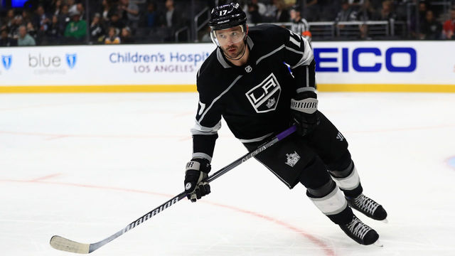 LOS ANGELES, CA - SEPTEMBER 18: Ilya Kovalchuk #17 of the Los Angeles Kings skates to the puck during the third period of a preseason NHL game against the Arizona Coyotes at Staples Center on September 18, 2018 in Los Angeles, California.