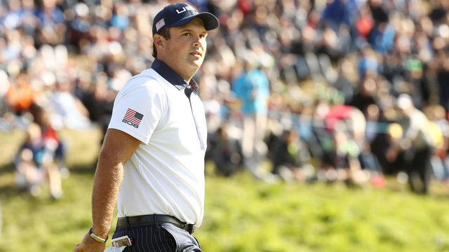 PARIS, FRANCE - SEPTEMBER 29: Patrick Reed of the United States reacts on the ninth during the morning fourball matches of the 2018 Ryder Cup at Le Golf National on September 29, 2018 in Paris, France.