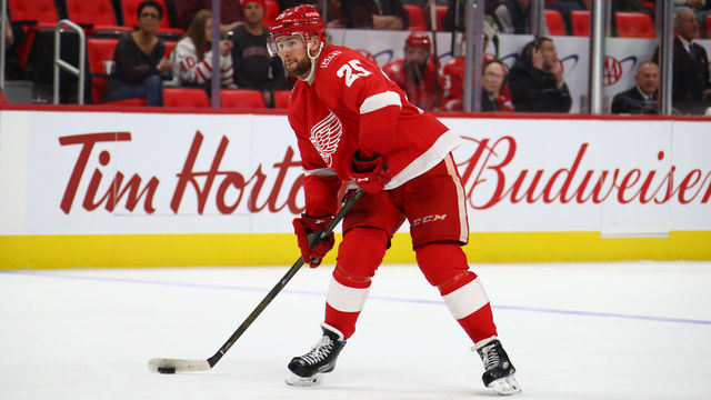DETROIT, MI - DECEMBER 11: Mike Green #25 of the Detroit Red Wings skates against the Florida Panthers at Little Caesars Arena on December 11, 2017 in Detroit, Michigan.