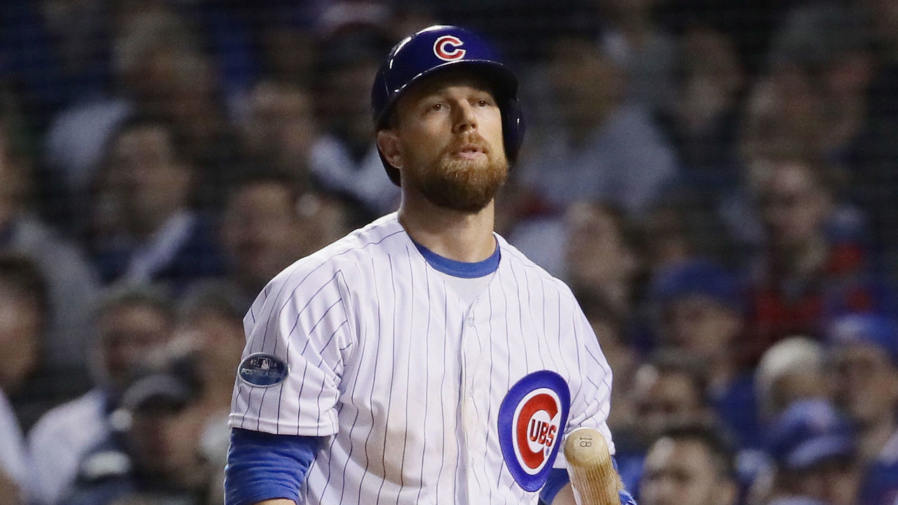 CHICAGO, IL - OCTOBER 02: Ben Zobrist #18 of the Chicago Cubs reacts after striking out in the sixth inning against the Colorado Rockies during the National League Wild Card Game at Wrigley Field on October 2, 2018 in Chicago, Illinois.