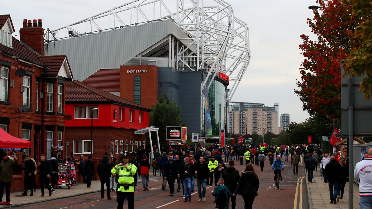 MANCHESTER, ENGLAND - OCTOBER 02: General view outside the stadium as fans arrive prior to the Group H match of the UEFA Champions League between Manchester United and Valencia at Old Trafford on October 2, 2018 in Manchester, United Kingdom.