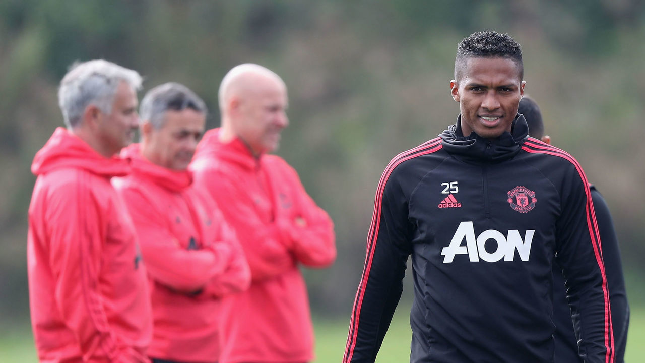 MANCHESTER, ENGLAND - SEPTEMBER 01: (EXCLUSIVE COVERAGE) Antonio Valencia of Manchester United in action during a first team training session at Aon Training Complex on September 1, 2018 in Manchester, England.