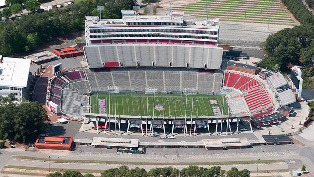 RALEIGH, NC - APRIL 21: An aerial view of Carter-Finley Stadium on April 21, 2013 in Raleigh, North Carolina.