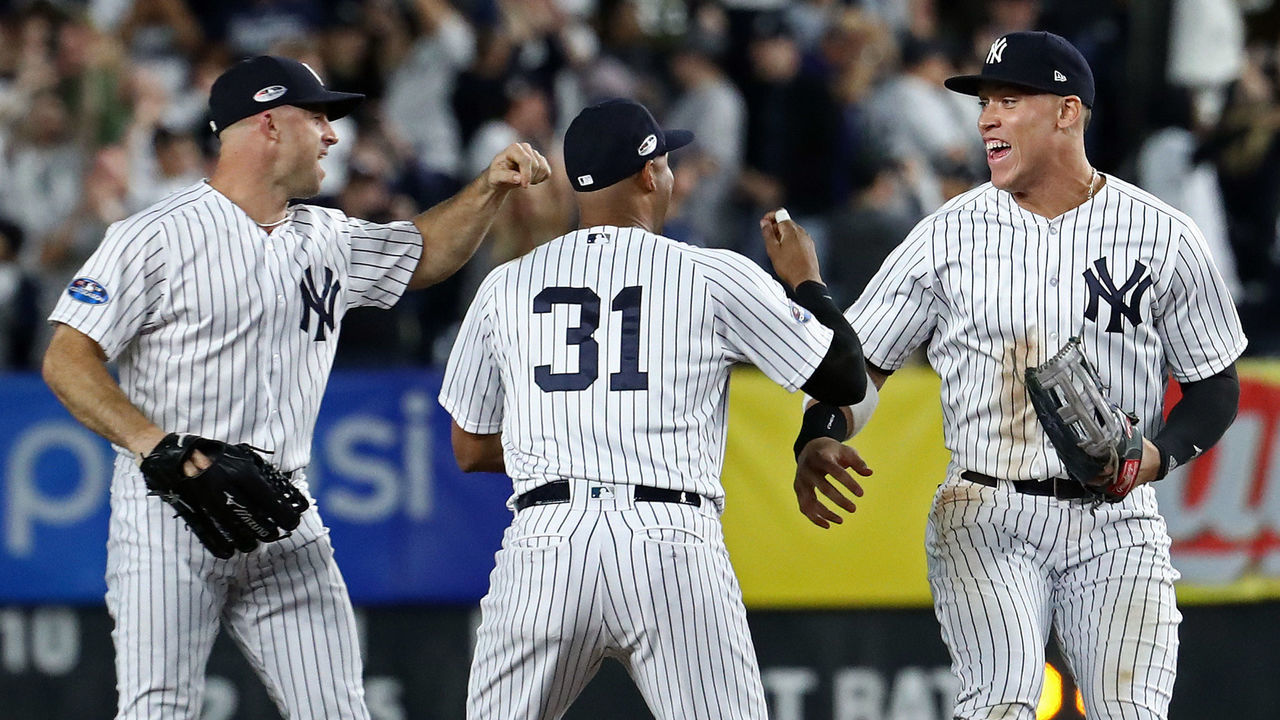 NEW YORK, NEW YORK - OCTOBER 03: Chad Pinder #18 of the Oakland Athletics looks on after losing against the New York Yankees during the American League Wild Card Game at Yankee Stadium on October 03, 2018 in the Bronx borough of New York City.