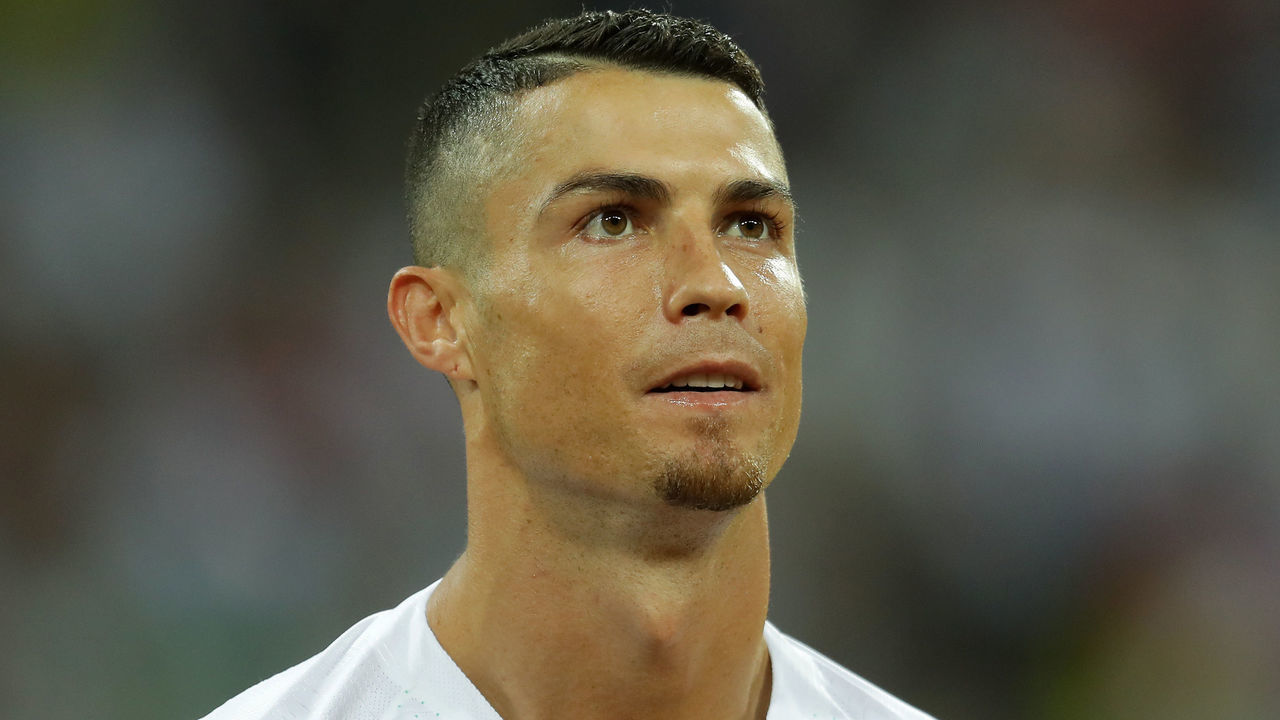 SOCHI, RUSSIA - JUNE 30: Cristiano Ronaldo of Portugal during the 2018 FIFA World Cup Russia Round of 16 match between Uruguay and Portugal at Fisht Stadium on June 30, 2018 in Sochi, Russia.