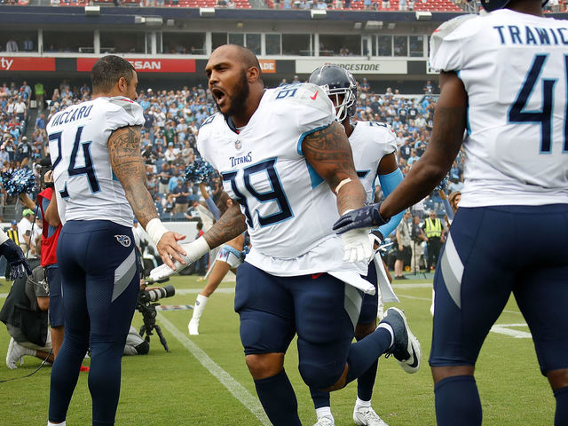 Tennessee Titans defensive end Jurrell Casey (99) looks back