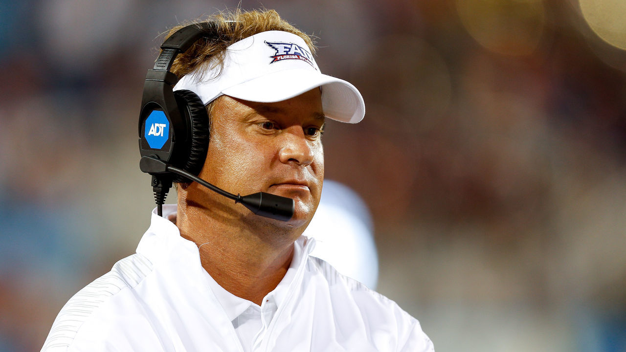 BOCA RATON, FL - SEPTEMBER 15: Head coach Lane Kiffin of the Florida Atlantic Owls looks on against the Bethune Cookman Wildcats during the second half at FAU Stadium on September 15, 2018 in Boca Raton, Florida.