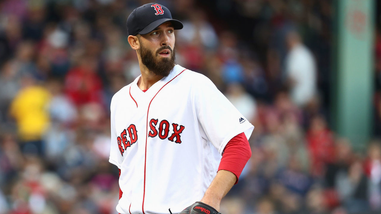 BOSTON, MA - SEPTEMBER 30: Pitcher Rick Porcello #22 of the Boston Red Sox looks on as he leaves the mound at the end of the second inning of the game against the New York Yankees at Fenway Park on September 30, 2018 in Boston, Massachusetts.