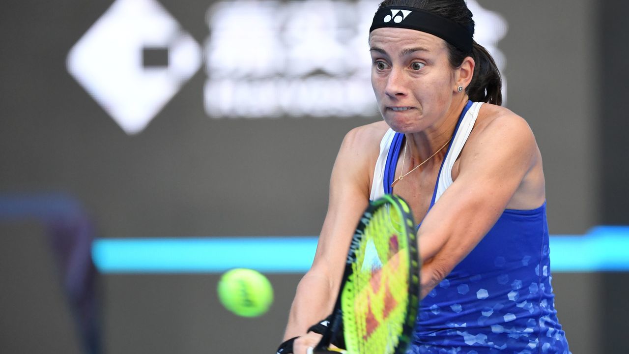 Anastasija Sevastova of Latvia hits a return during her women's semi-final match against Naomi Osaka of Japan at the China Open tennis tournament in Beijing on October 6, 2018.