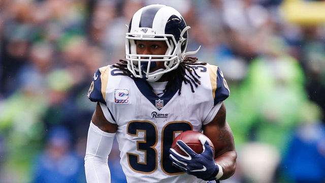 SEATTLE, WA - OCTOBER 07: Running Back Todd Gurley III #30 of the Los Angeles Rams runs the ball in the first half against the Seattle Seahawks at CenturyLink Field on October 7, 2018 in Seattle, Washington.
