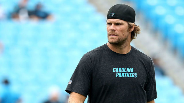 CHARLOTTE, NC - OCTOBER 07: Greg Olsen #88 of the Carolina Panthers walks the field during warm ups against the New York Giants at Bank of America Stadium on October 7, 2018 in Charlotte, North Carolina.