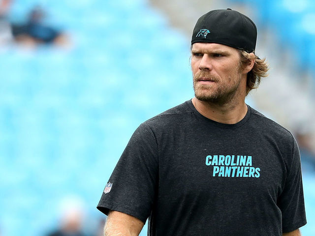 CHARLOTTE, NC - OCTOBER 07: Greg Olsen #88 of the Carolina Panthers walks the field during warm ups against the New York Giants at Bank of America Stadium on October 7, 2018 in Charlotte, North Carolina.