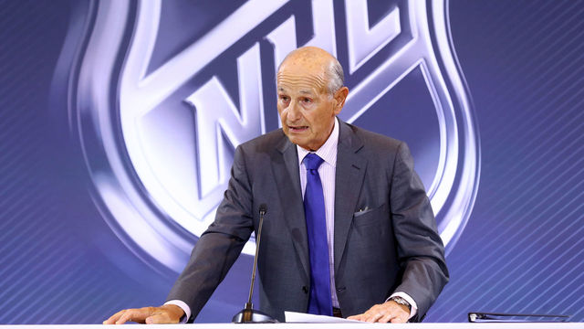 LAS VEGAS, NV - JUNE 22: Owner Jeremy Jacobs of the Boston Bruins addresses the media during the Board Of Governors Press Conference prior to the 2016 NHL Awards at Encore Las Vegas on June 22, 2016 in Las Vegas, Nevada.