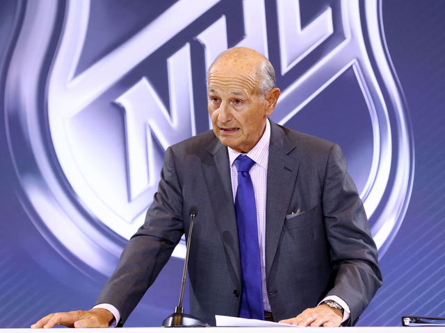 LAS VEGAS, NV - JUNE 22: Owner Jeremy Jacobs of the Boston Bruins addresses the media during the Board Of Governors Press Conference prior to the 2016 NHL Awards at Encore Las Vegas on June 22, 2016 in Las Vegas, Nevada.