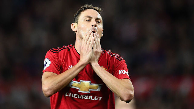 MANCHESTER, ENGLAND - AUGUST 27: Nemanja Matic of Manchester United reacts during the Premier League match between Manchester United and Tottenham Hotspur at Old Trafford on August 27, 2018 in Manchester, United Kingdom.